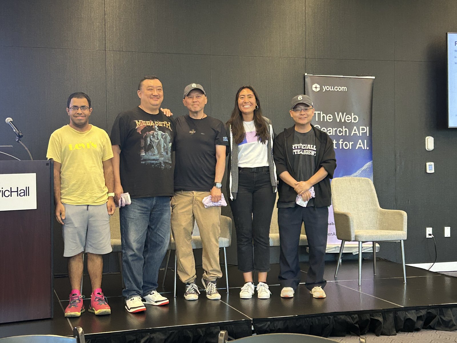 Third-place recognition photo at Build with YOU: The AI Agent Hackathon in New York City